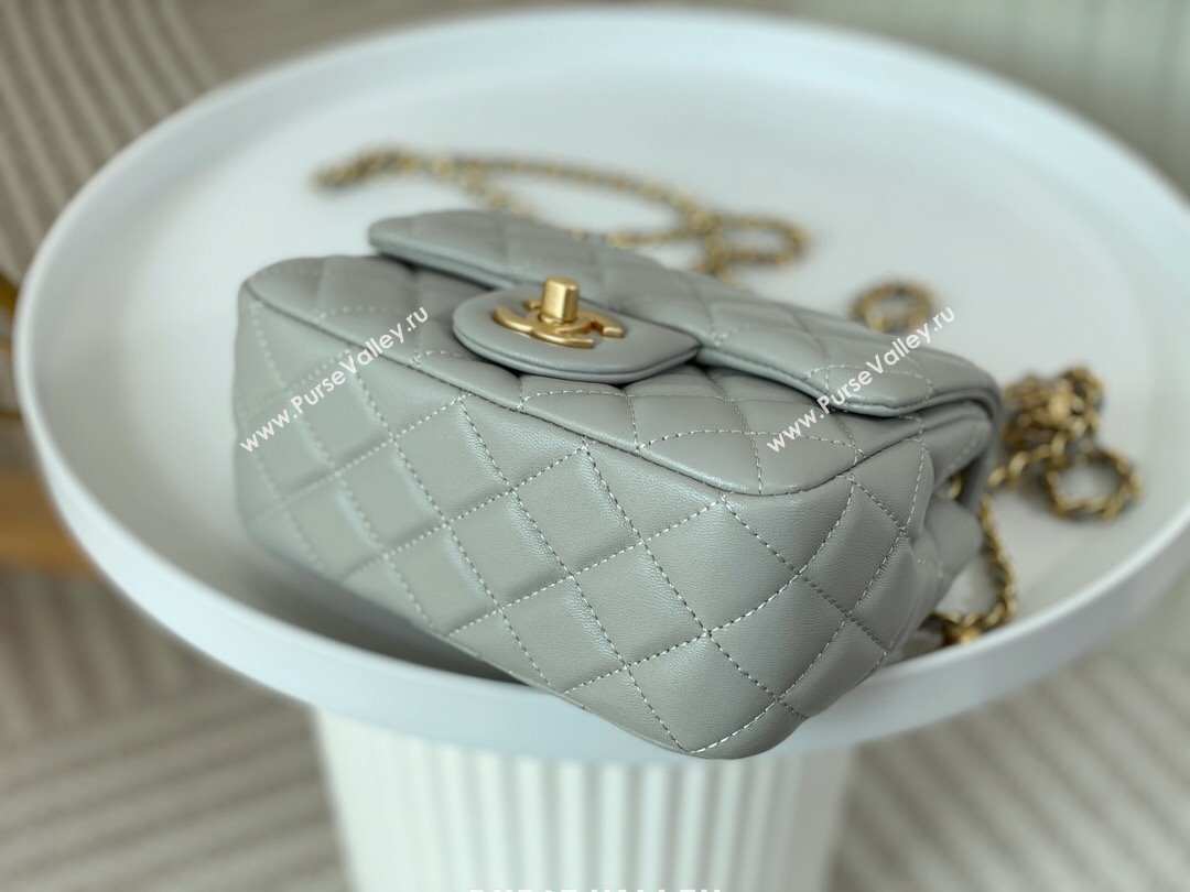 Chanel Lambskin Mini Flap Bag with Entwined Ball AS1786 Grey/Gold 2024 (SM-24040214)