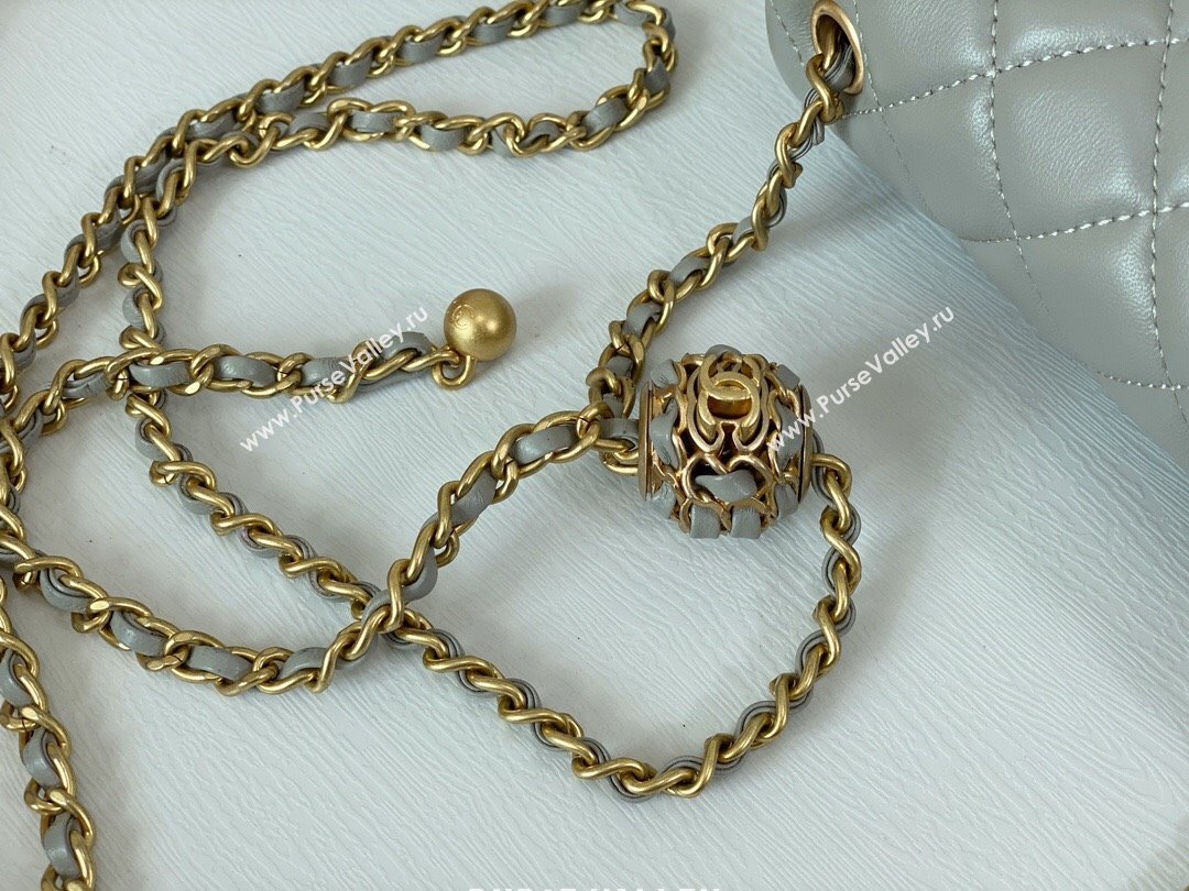 Chanel Lambskin Mini Flap Bag with Entwined Ball AS1786 Grey/Gold 2024 (SM-24040214)