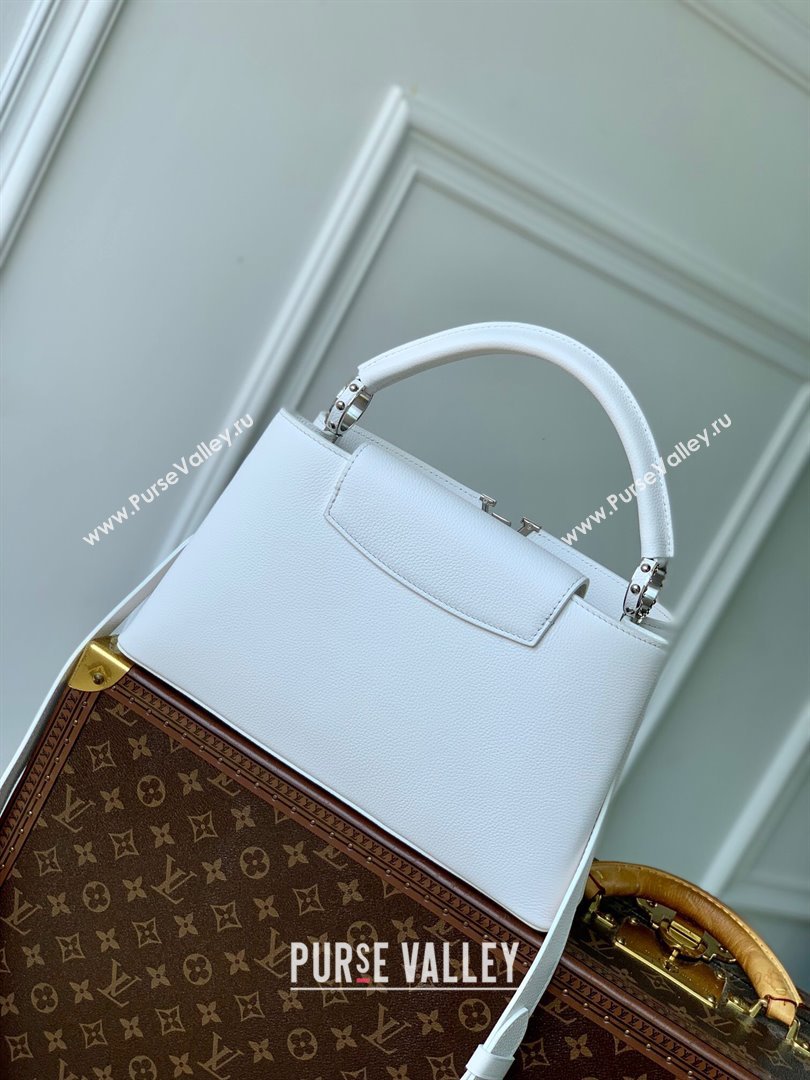 Louis Vuitton East West Capucines BB Bag in Taurillon Leather M24666 White 2024 (K-24090716)