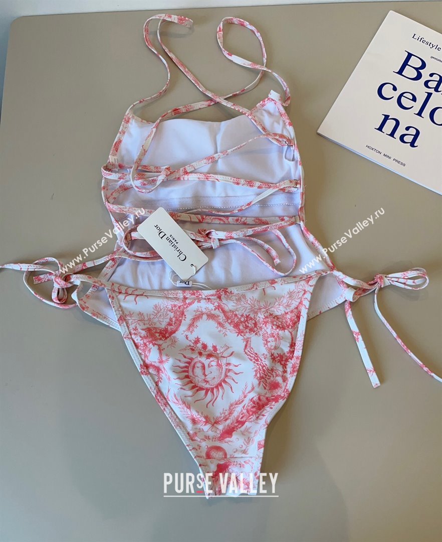 Dior Soleil One-Piece Swimwear White/Pink 2025 (WM-250313048)