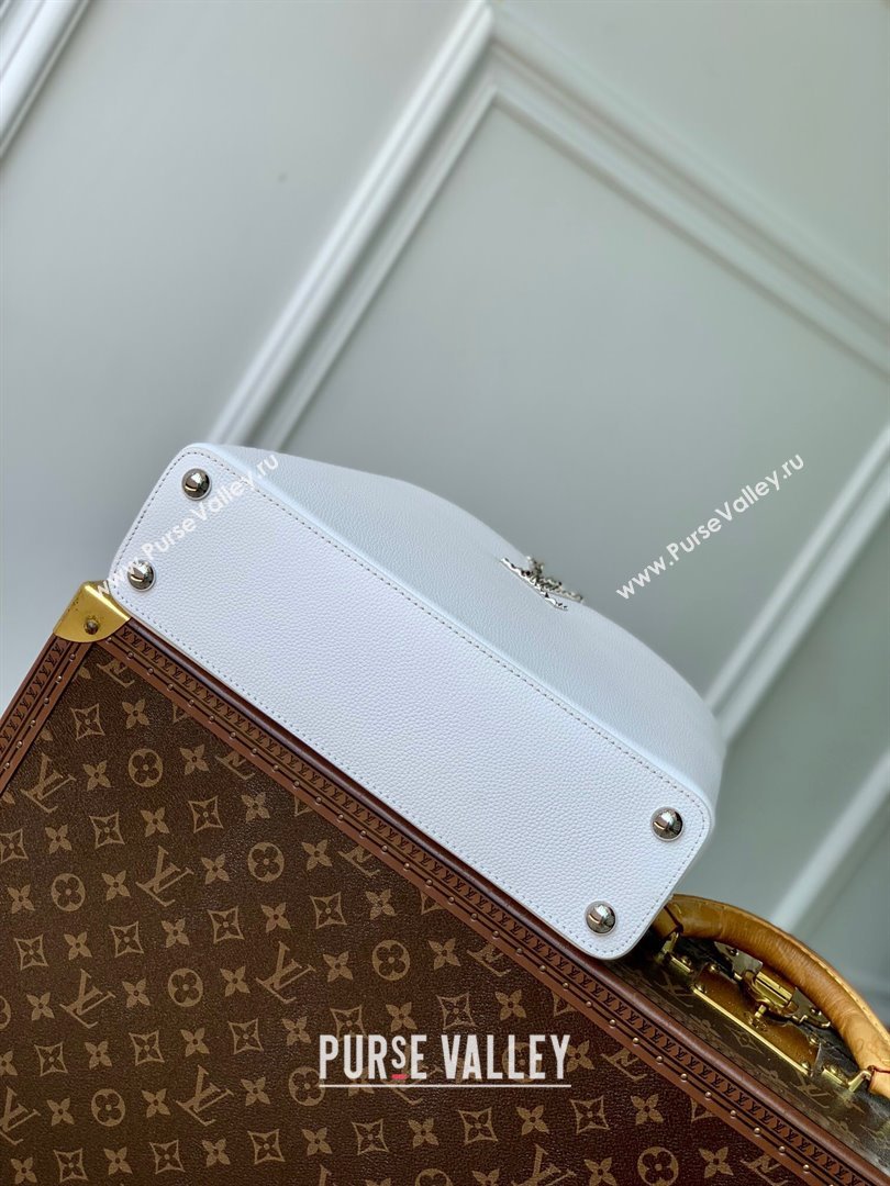 Louis Vuitton East West Capucines BB Bag in Taurillon Leather M24666 White 2024 (K-24090716)