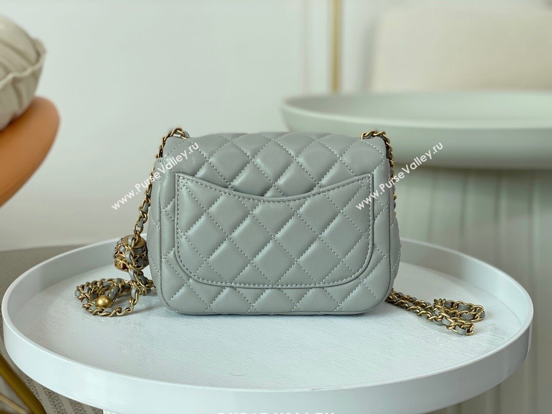 Chanel Lambskin Mini Flap Bag with Entwined Ball AS1786 Grey/Gold 2024 (SM-24040214)