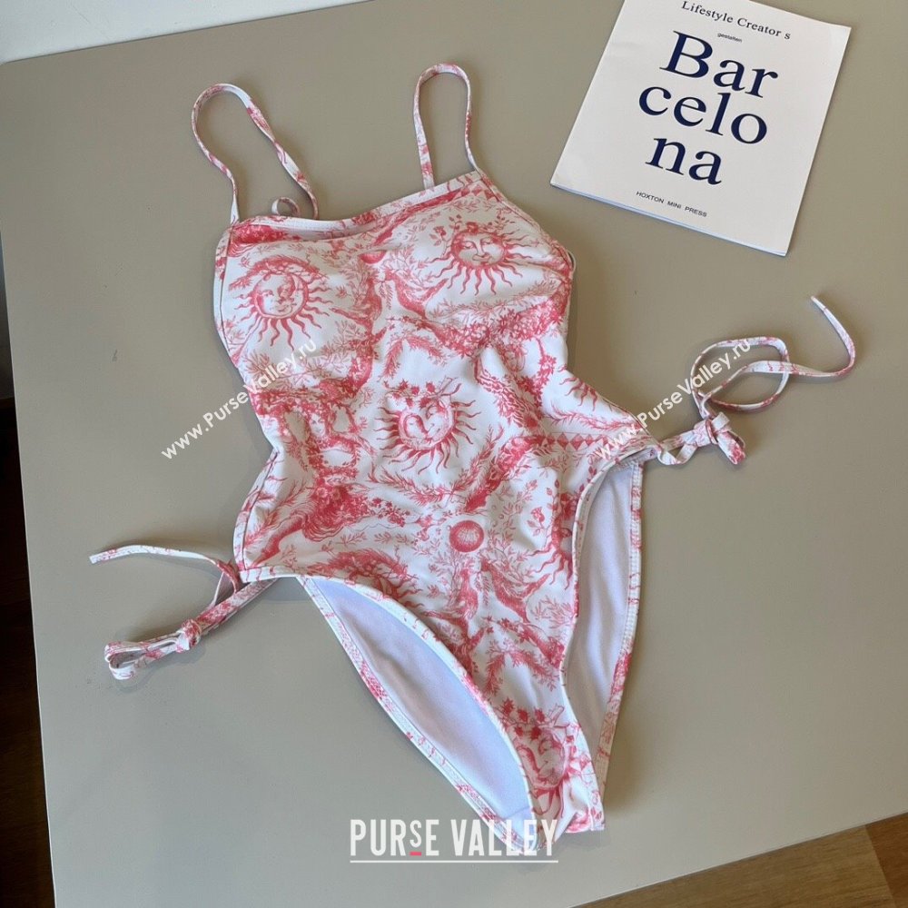 Dior Soleil One-Piece Swimwear White/Pink 2025 (WM-250313048)
