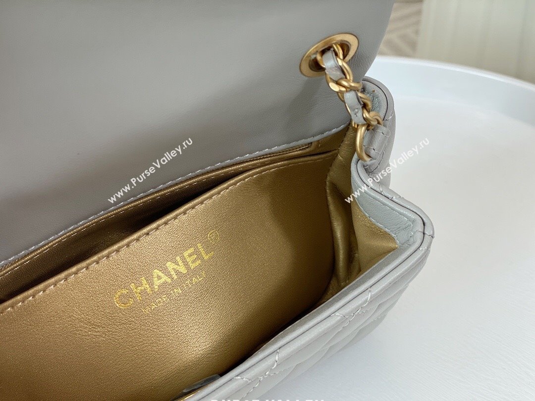 Chanel Lambskin Mini Flap Bag with Entwined Ball AS1786 Grey/Gold 2024 (SM-24040214)