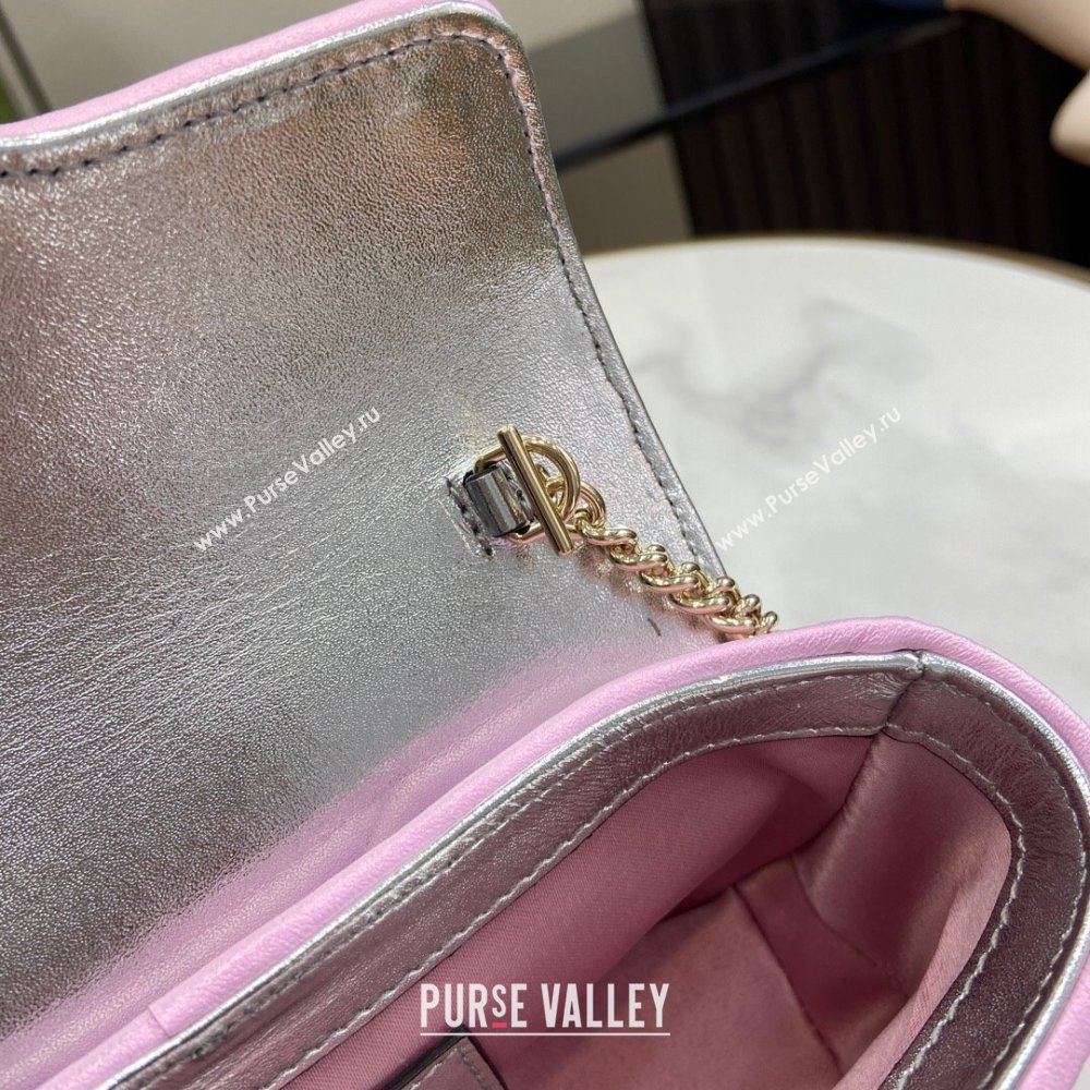 Gucci GG Marmont Super Mini Bag in Pink Iridescent Leather 4476433 2024 (XINGLU-24021942)