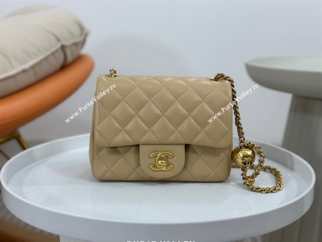 Chanel Lambskin Mini Flap Bag with Metal Ball AS1786 Apricot/Gold 2024 (SM-24040215)