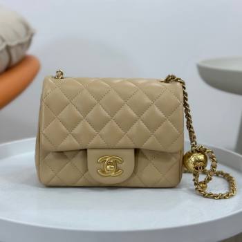 Chanel Lambskin Mini Flap Bag with Metal Ball AS1786 Apricot/Gold 2024 (SM-24040215)