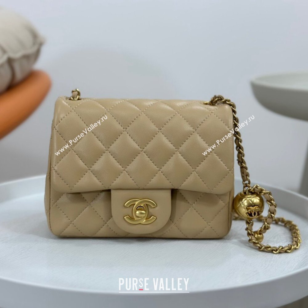 Chanel Lambskin Mini Flap Bag with Metal Ball AS1786 Apricot/Gold 2024 (SM-24040215)