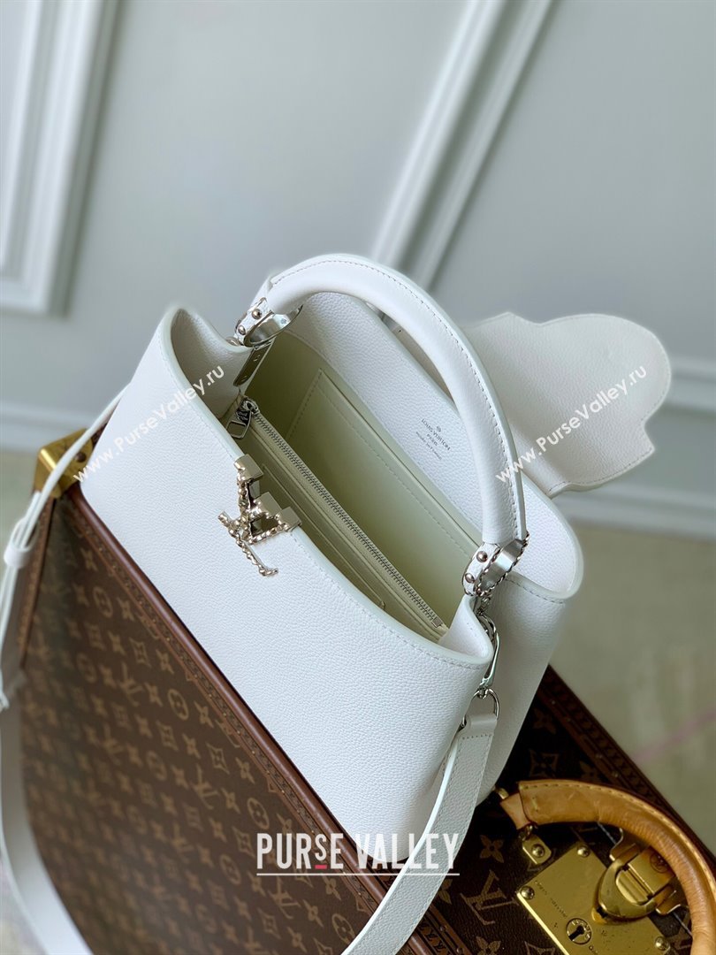 Louis Vuitton East West Capucines BB Bag in Taurillon Leather M24666 White 2024 (K-24090716)