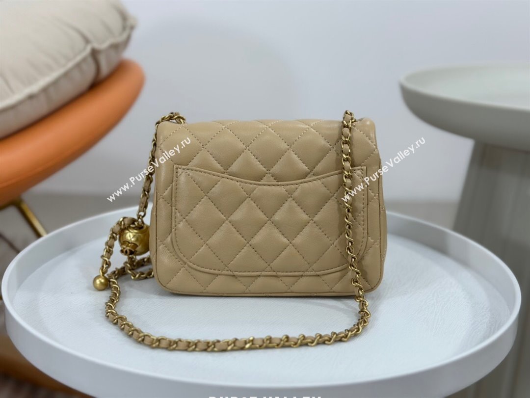 Chanel Lambskin Mini Flap Bag with Metal Ball AS1786 Apricot/Gold 2024 (SM-24040215)
