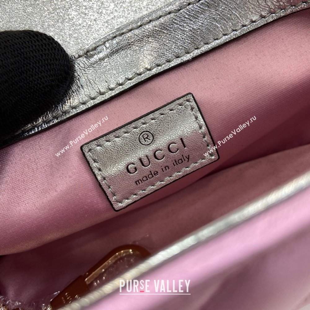 Gucci GG Marmont Super Mini Bag in Pink Iridescent Leather 4476433 2024 (XINGLU-24021942)