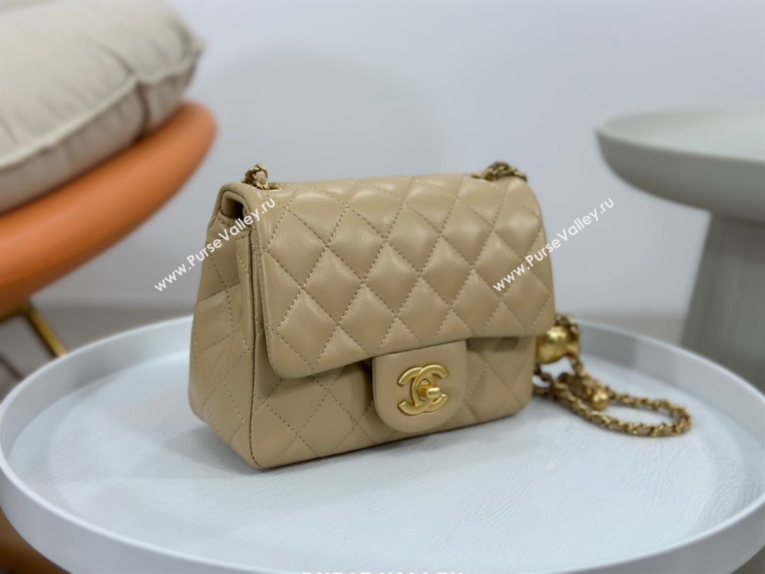 Chanel Lambskin Mini Flap Bag with Metal Ball AS1786 Apricot/Gold 2024 (SM-24040215)