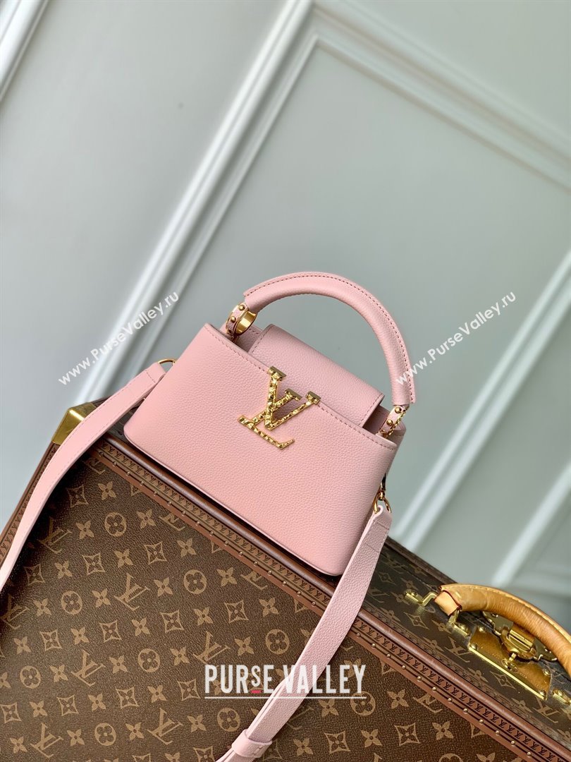 Louis Vuitton East West Capucines Mini Bag in Taurillon Leather M24666 Pink 2024 (K-24090717)