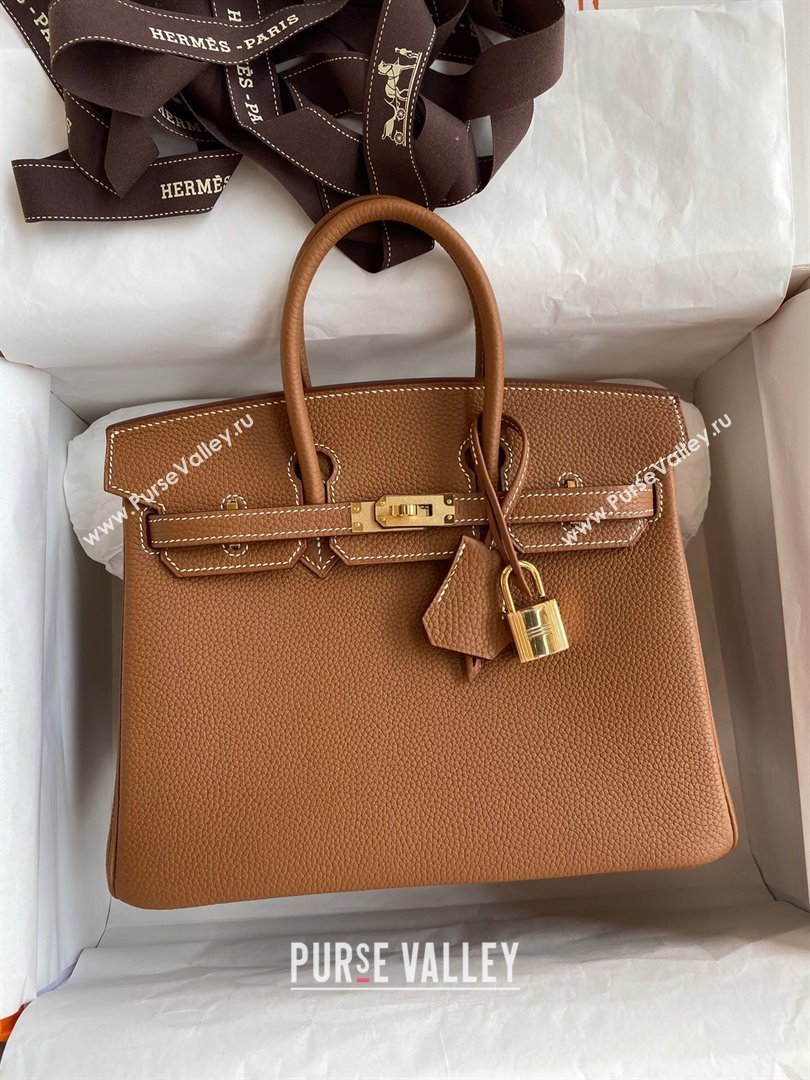 Hermes Birkin 25cm Bag in Original Togo Leather Brown/Gold 2023 (Pure Handmade) (Y-23110801)