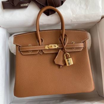 Hermes Birkin 25cm Bag in Original Togo Leather Brown/Gold 2023 (Pure Handmade) (Y-23110801)