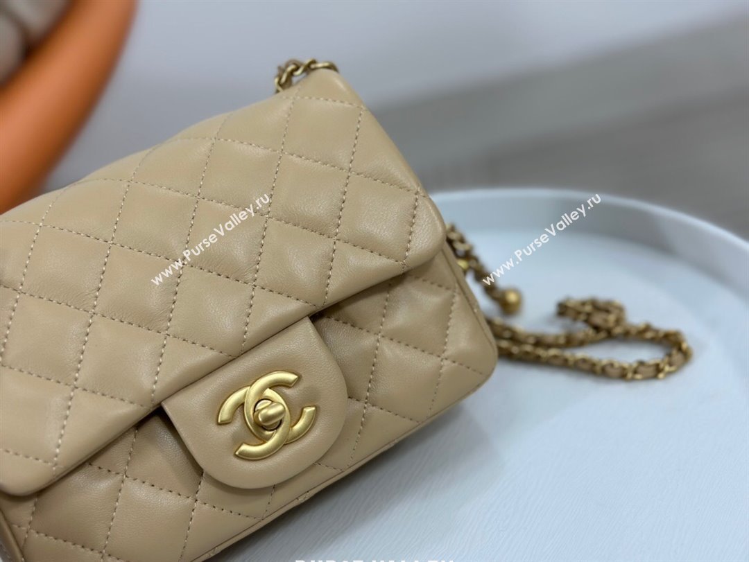 Chanel Lambskin Mini Flap Bag with Metal Ball AS1786 Apricot/Gold 2024 (SM-24040215)