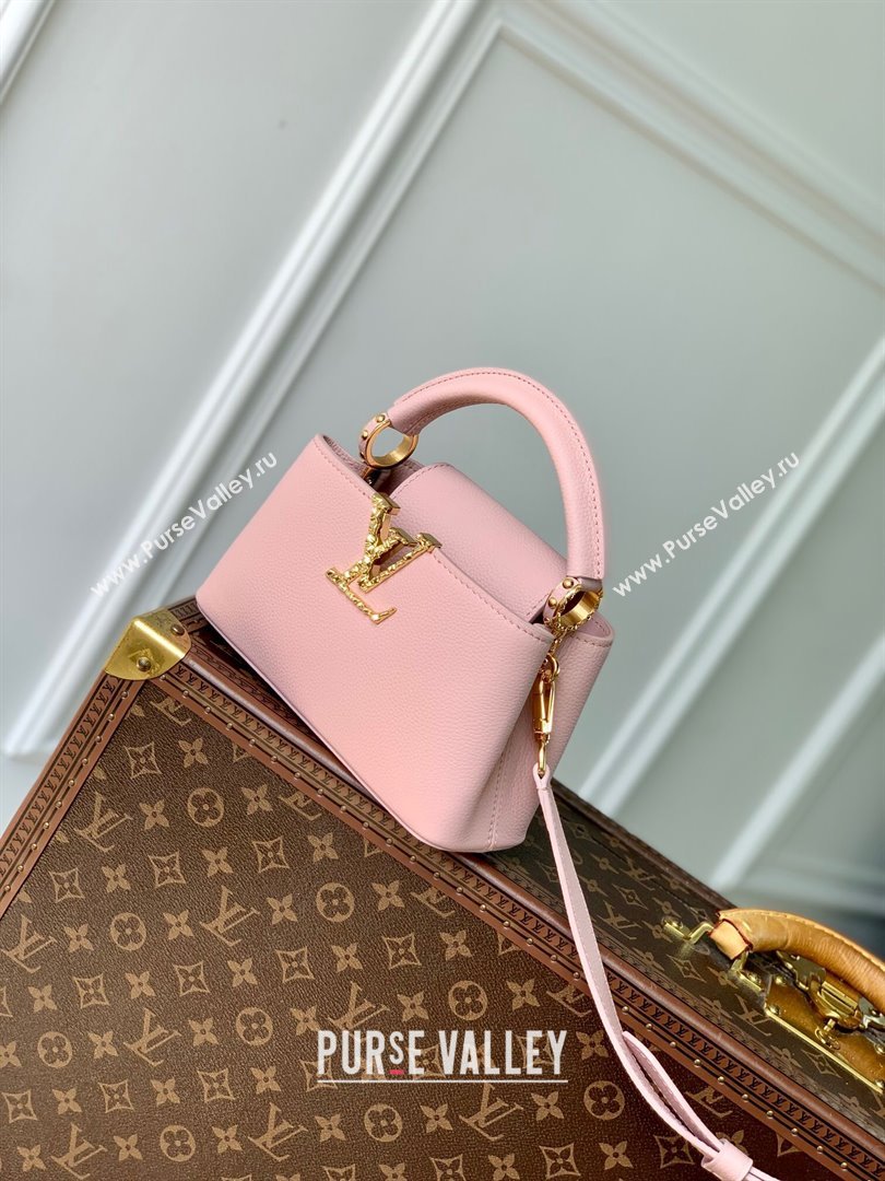 Louis Vuitton East West Capucines Mini Bag in Taurillon Leather M24666 Pink 2024 (K-24090717)