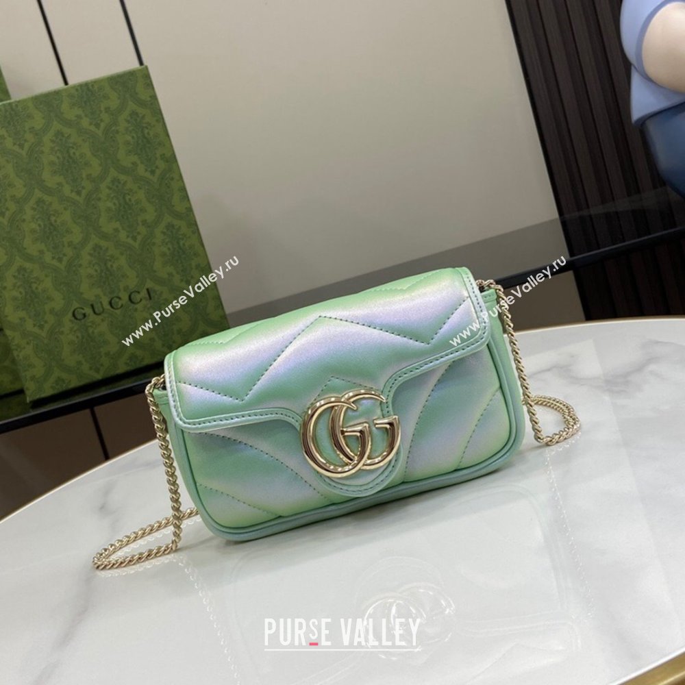 Gucci GG Marmont Super Mini Bag in Green Iridescent Leather 4476433 2024 (XINGLU-24021941)