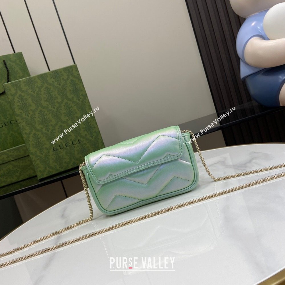 Gucci GG Marmont Super Mini Bag in Green Iridescent Leather 4476433 2024 (XINGLU-24021941)