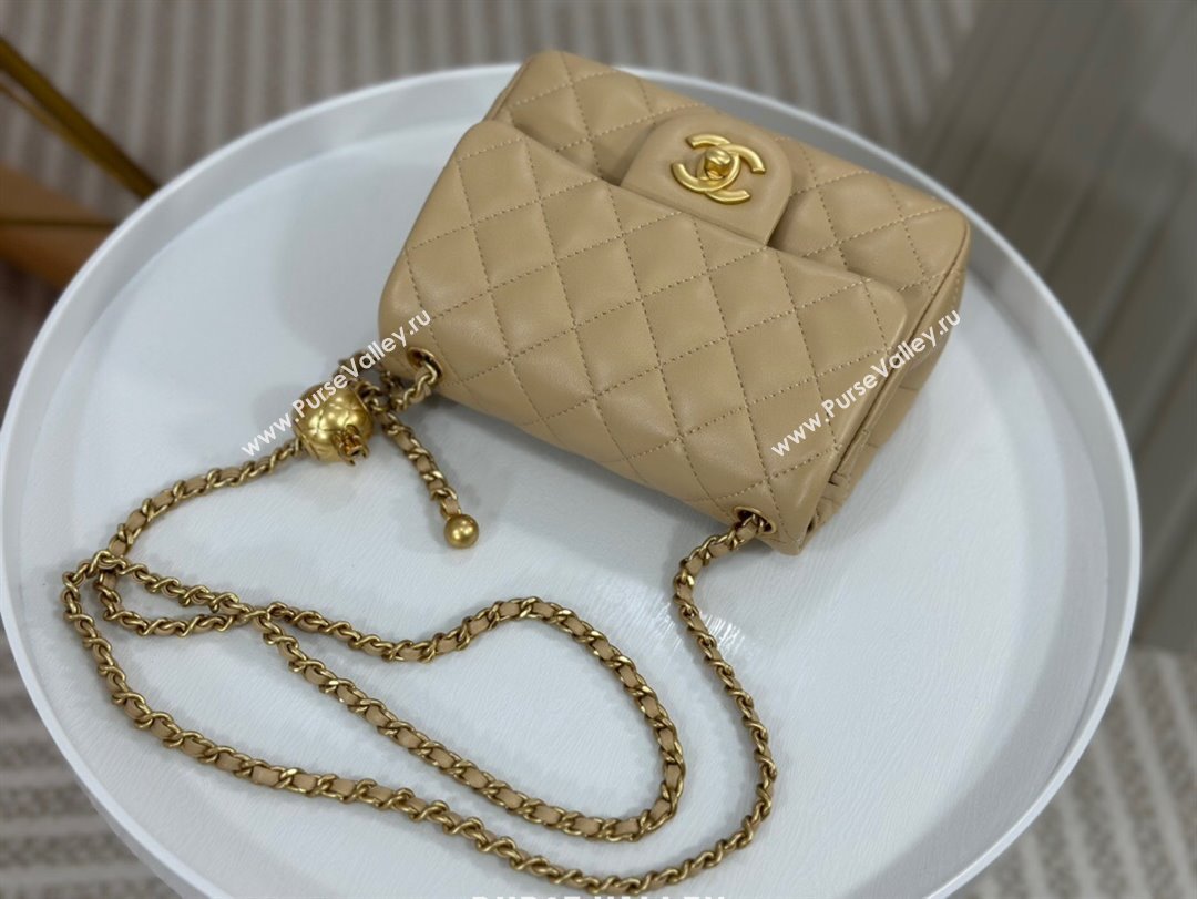 Chanel Lambskin Mini Flap Bag with Metal Ball AS1786 Apricot/Gold 2024 (SM-24040215)