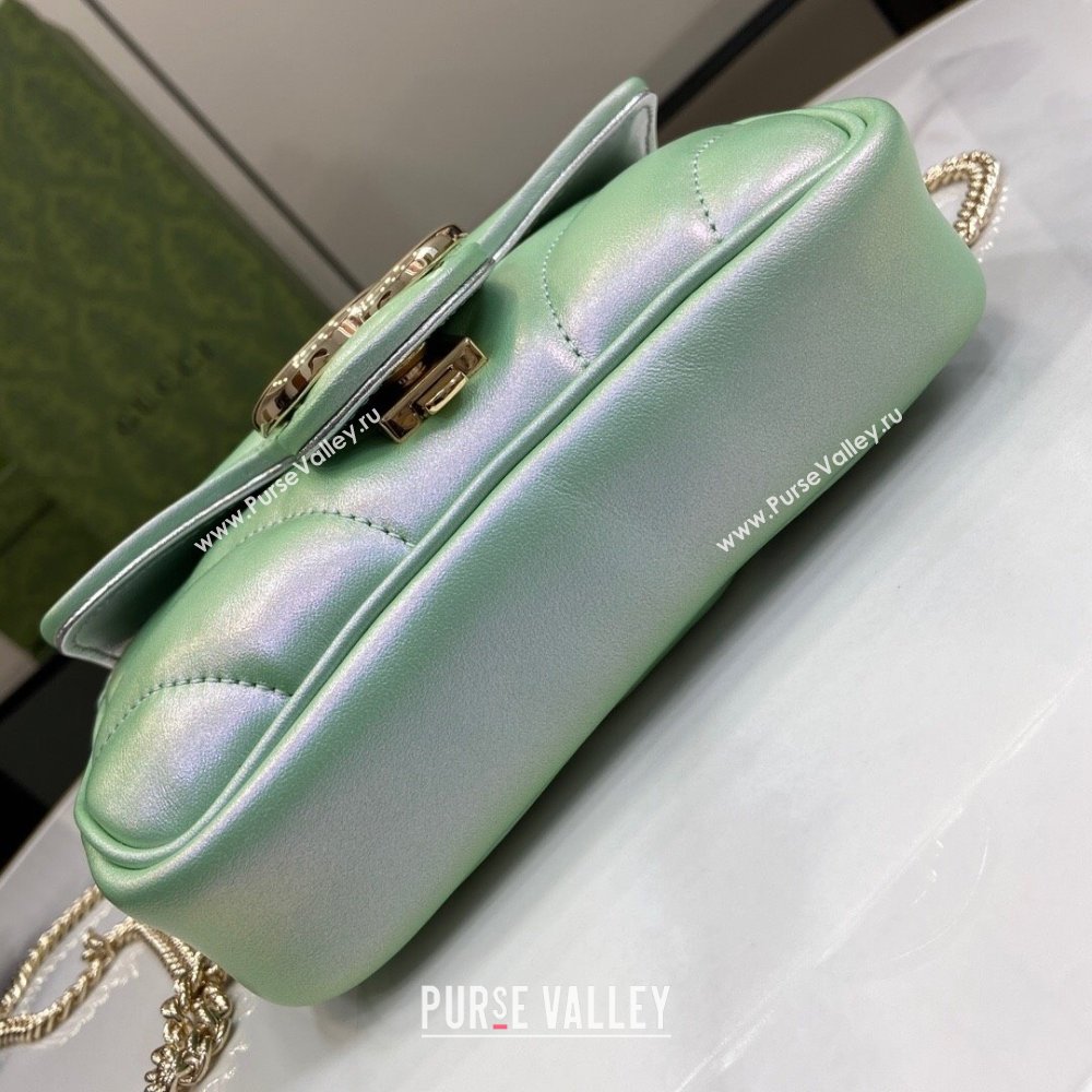 Gucci GG Marmont Super Mini Bag in Green Iridescent Leather 4476433 2024 (XINGLU-24021941)