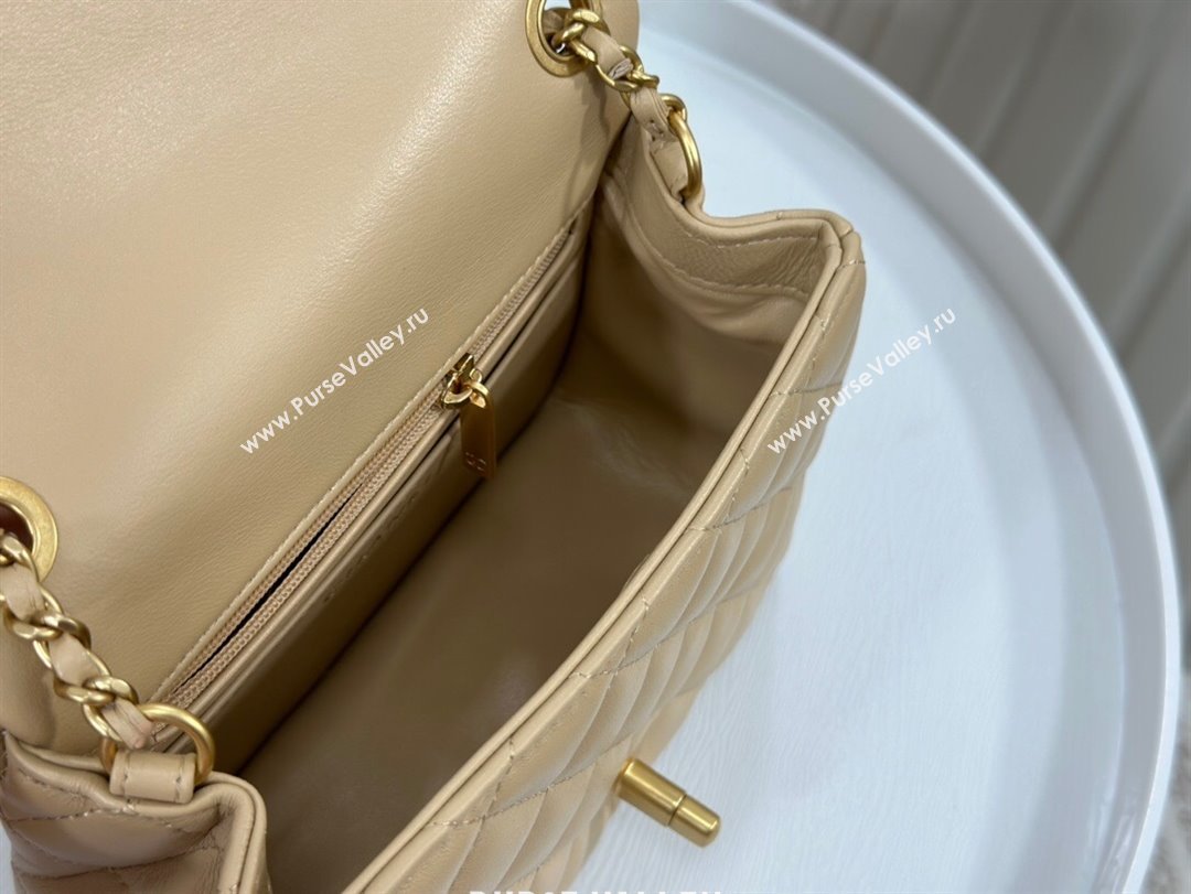 Chanel Lambskin Mini Flap Bag with Metal Ball AS1786 Apricot/Gold 2024 (SM-24040215)
