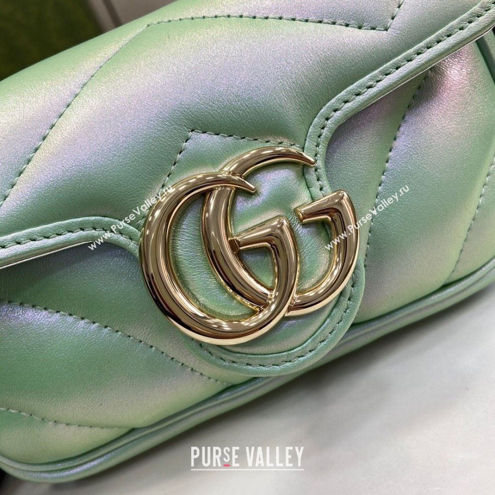 Gucci GG Marmont Super Mini Bag in Green Iridescent Leather 4476433 2024 (XINGLU-24021941)