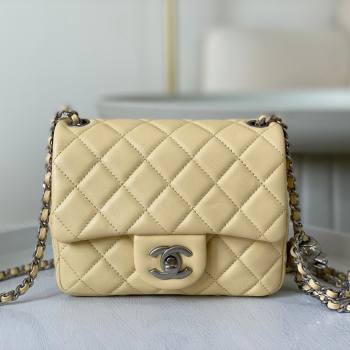 Chanel Lambskin Mini Flap Bag with Metal Ball AS1786 Yellow/Silver 2024 (SM-24040216)