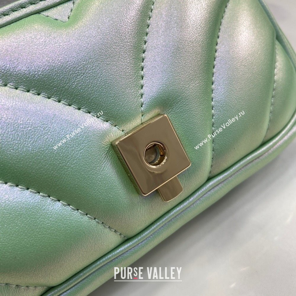 Gucci GG Marmont Super Mini Bag in Green Iridescent Leather 4476433 2024 (XINGLU-24021941)