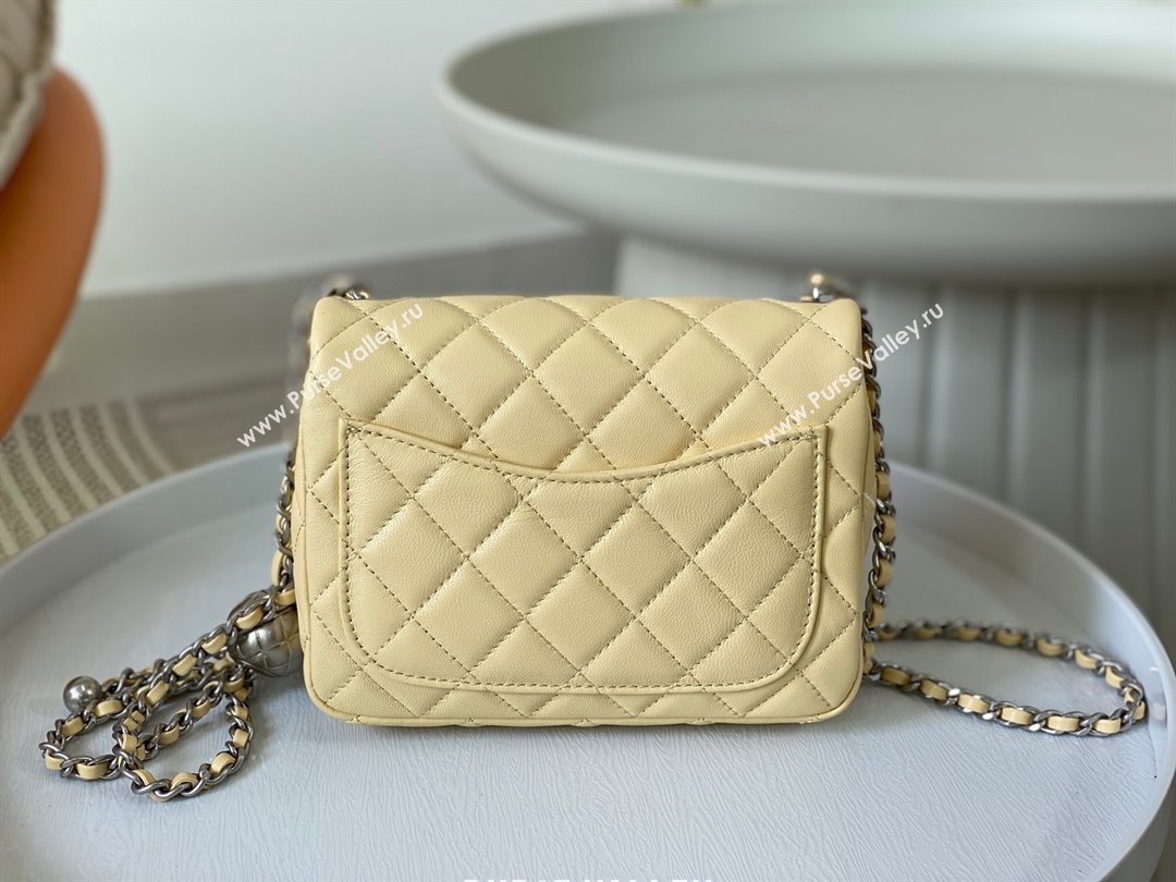 Chanel Lambskin Mini Flap Bag with Metal Ball AS1786 Yellow/Silver 2024 (SM-24040216)