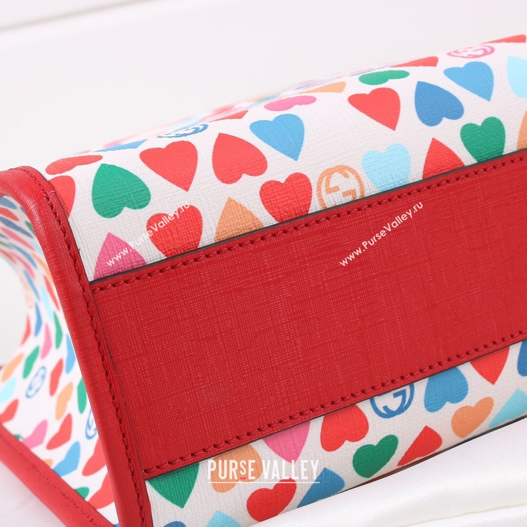 Gucci Childrens G Heart Print Tote Bag ‎605614 Beige/Red 2021 (DLH-21090238)