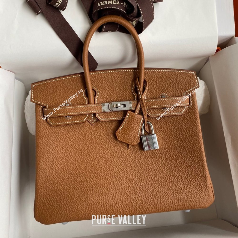 Hermes Birkin 25cm Bag in Original Togo Leather Brown/Silver 2023 (Pure Handmade) (Y-23110802)