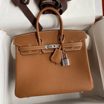 Hermes Birkin 25cm Bag in Original Togo Leather Brown/Silver 2023 (Pure Handmade) (Y-23110802)