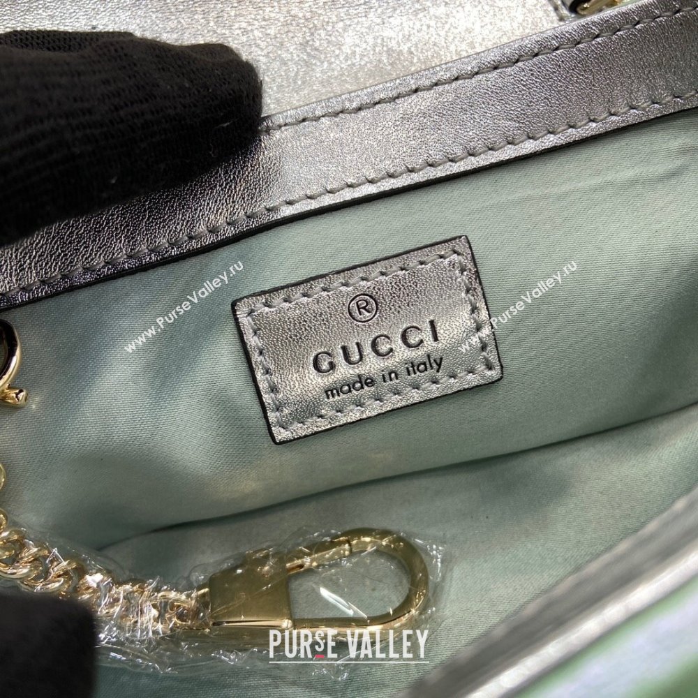 Gucci GG Marmont Super Mini Bag in Green Iridescent Leather 4476433 2024 (XINGLU-24021941)