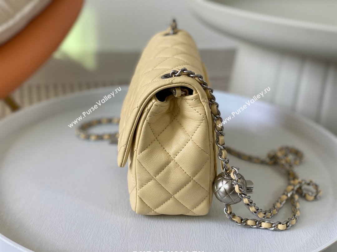 Chanel Lambskin Mini Flap Bag with Metal Ball AS1786 Yellow/Silver 2024 (SM-24040216)