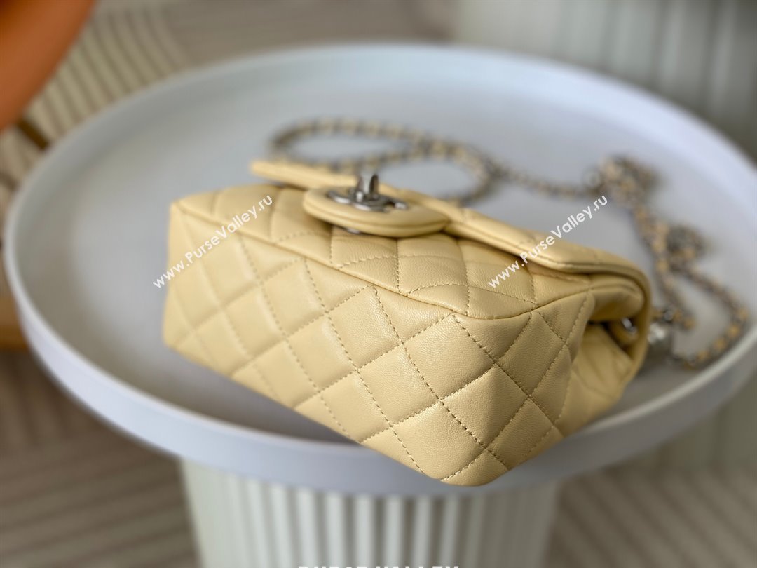 Chanel Lambskin Mini Flap Bag with Metal Ball AS1786 Yellow/Silver 2024 (SM-24040216)