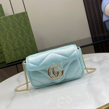 Gucci GG Marmont Super Mini Bag in Light Blue Iridescent Leather 4476433 2024 (XINGLU-24021940)