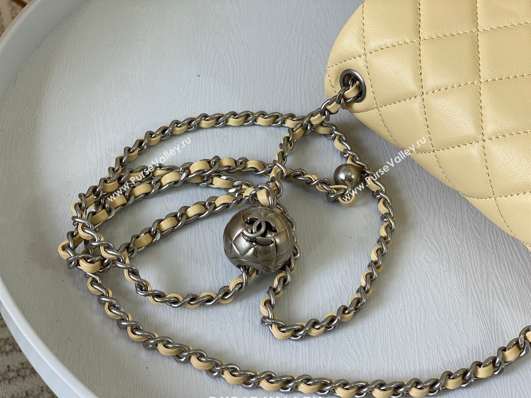 Chanel Lambskin Mini Flap Bag with Metal Ball AS1786 Yellow/Silver 2024 (SM-24040216)