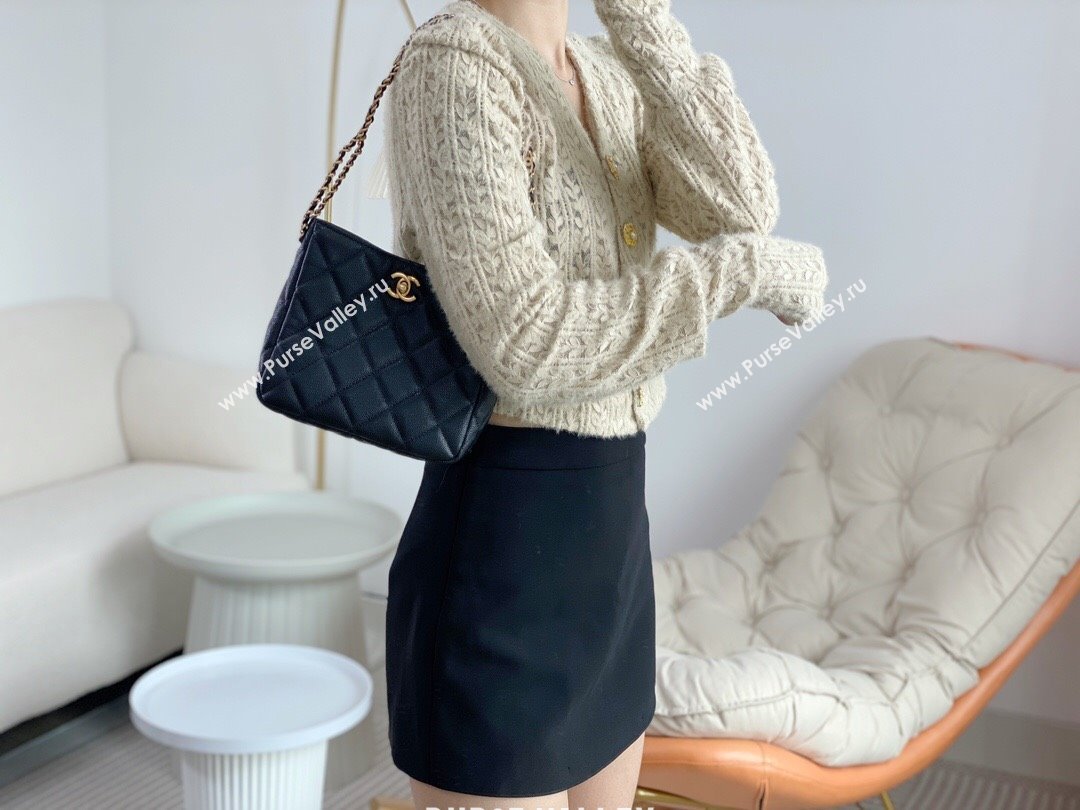 Chanel Small Hobo Bag in Grainy Calfskin AS3223 Black 2024 (SM-24072309)