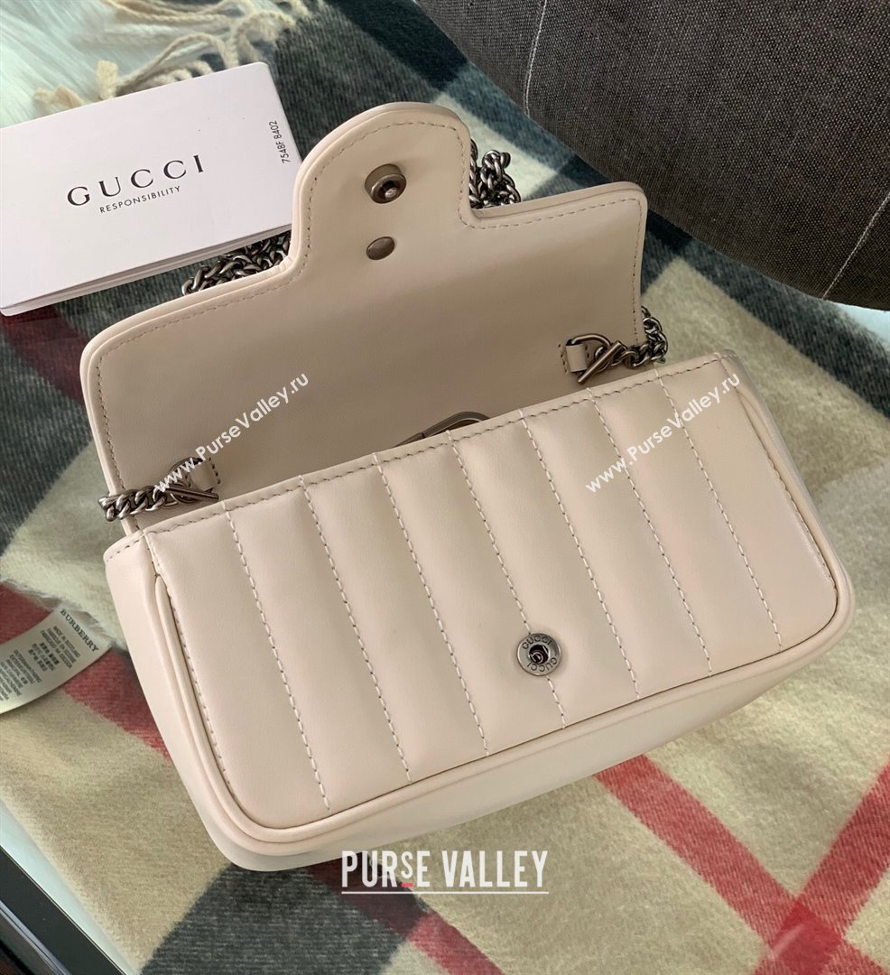 Gucci GG Marmont Geometric Leather Super Mini Bag 476433 White 2021 (DLH-21101556)
