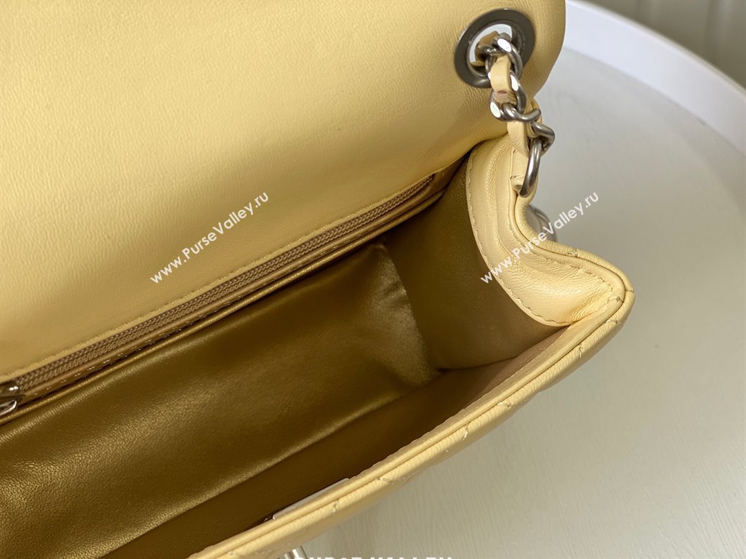 Chanel Lambskin Mini Flap Bag with Metal Ball AS1786 Yellow/Silver 2024 (SM-24040216)