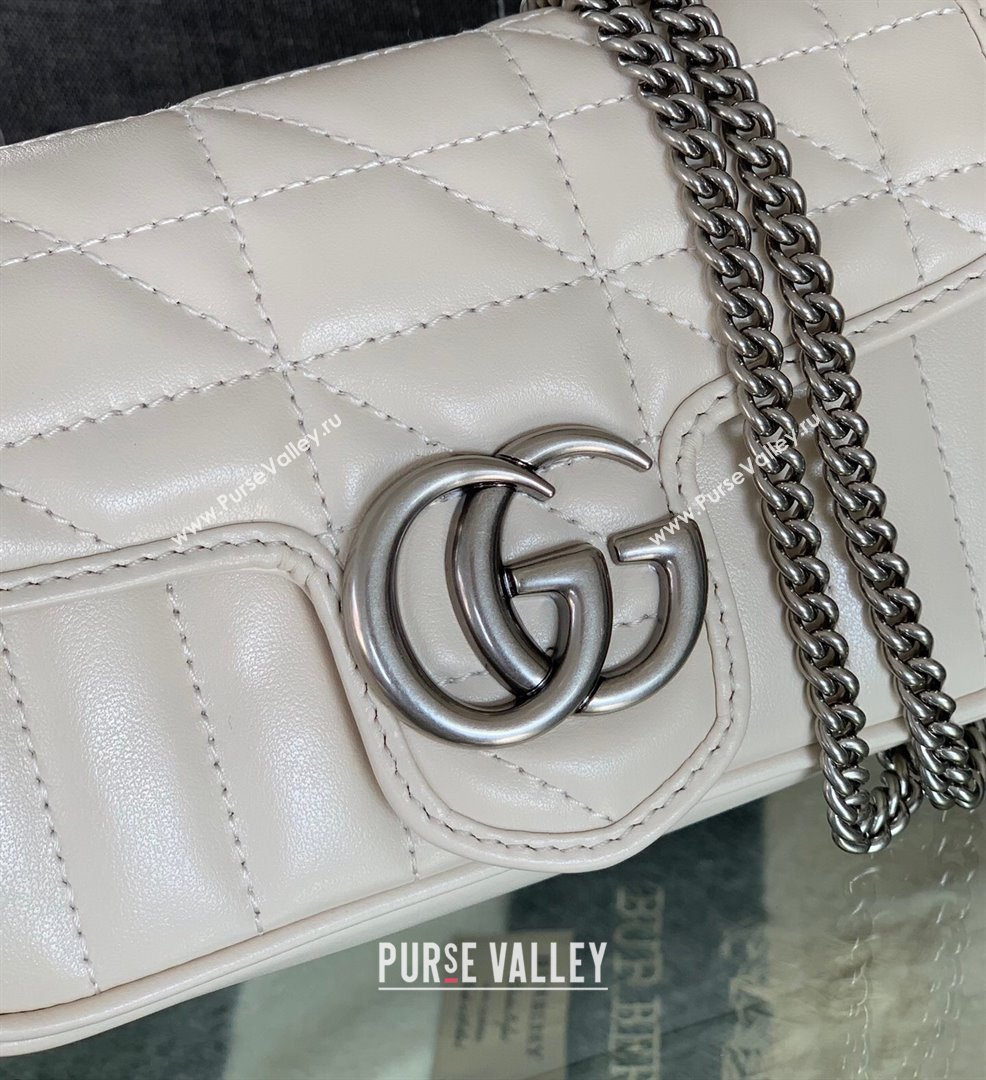 Gucci GG Marmont Geometric Leather Super Mini Bag 476433 White 2021 (DLH-21101556)