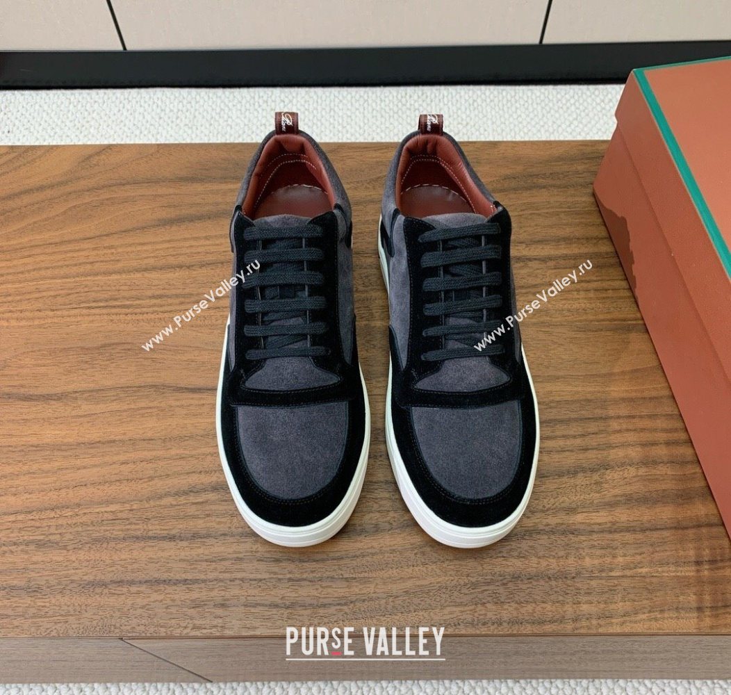 Loro Piana Newport Walk Sneakers in Suede Grey/Black 2025 LP121103 (HH-251211061)