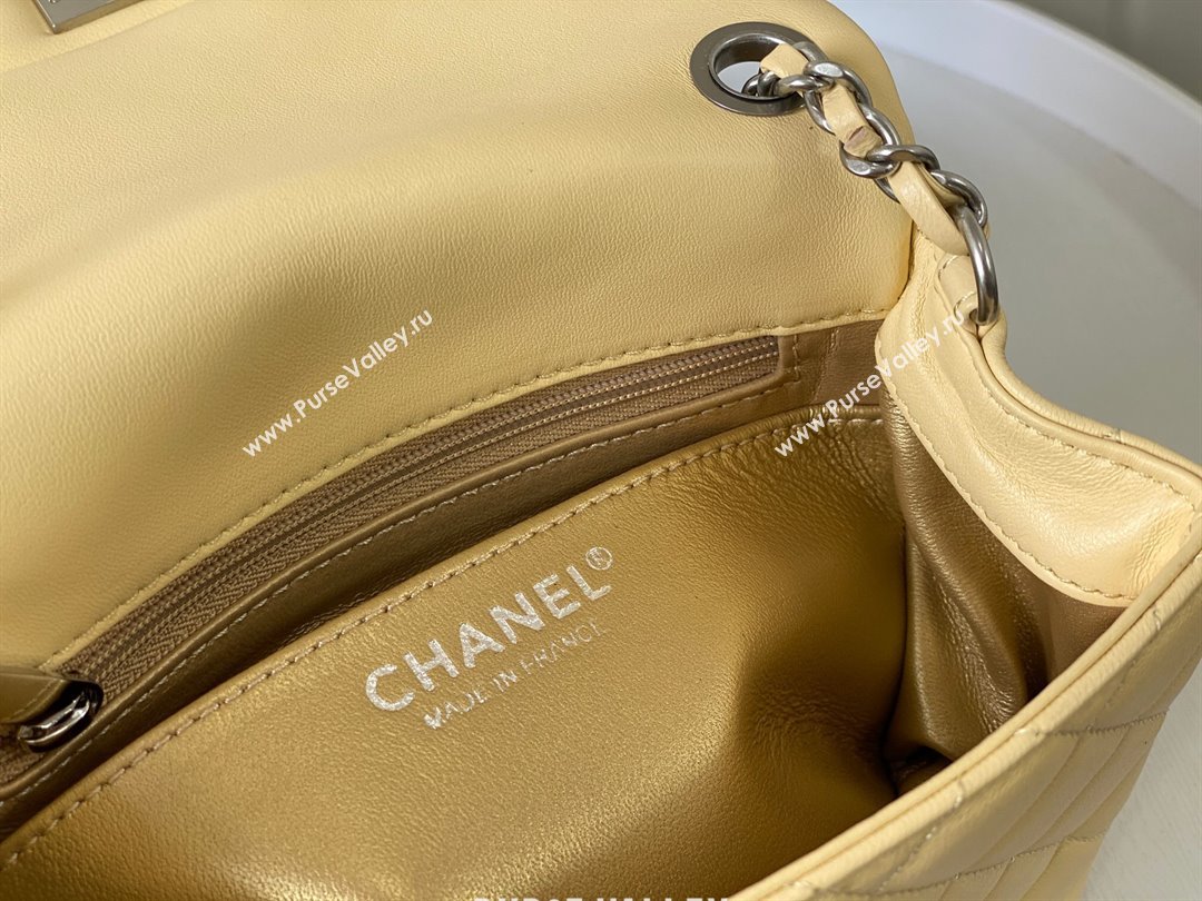 Chanel Lambskin Mini Flap Bag with Metal Ball AS1786 Yellow/Silver 2024 (SM-24040216)