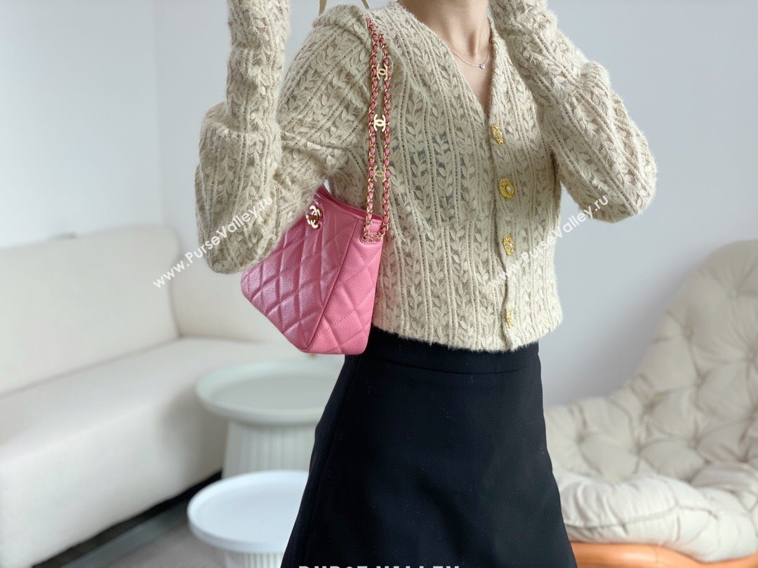 Chanel Small Hobo Bag in Grainy Calfskin AS3223 Pink 2024 (SM-24072310)