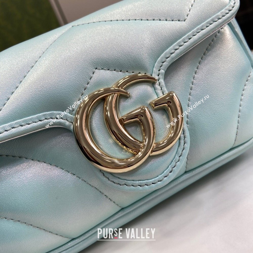 Gucci GG Marmont Super Mini Bag in Light Blue Iridescent Leather 4476433 2024 (XINGLU-24021940)