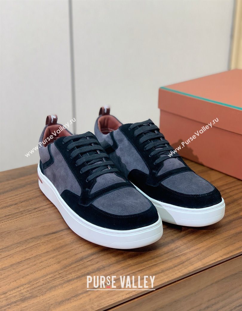 Loro Piana Newport Walk Sneakers in Suede Grey/Black 2025 LP121103 (HH-251211061)
