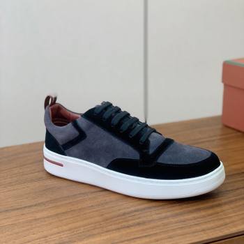 Loro Piana Newport Walk Sneakers in Suede Grey/Black 2025 LP121103 (HH-251211061)