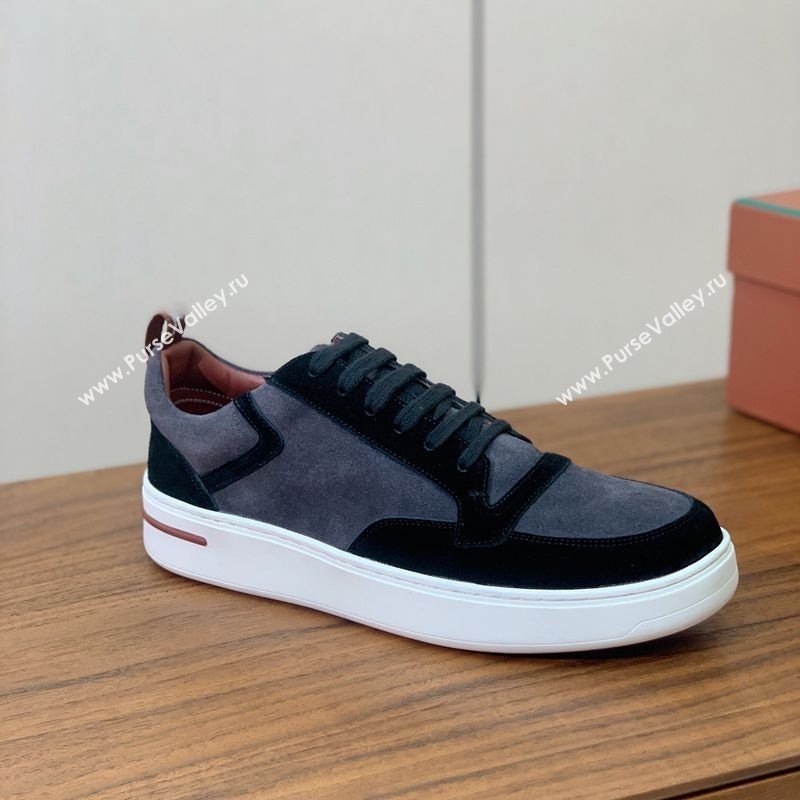 Loro Piana Newport Walk Sneakers in Suede Grey/Black 2025 LP121103 (HH-251211061)