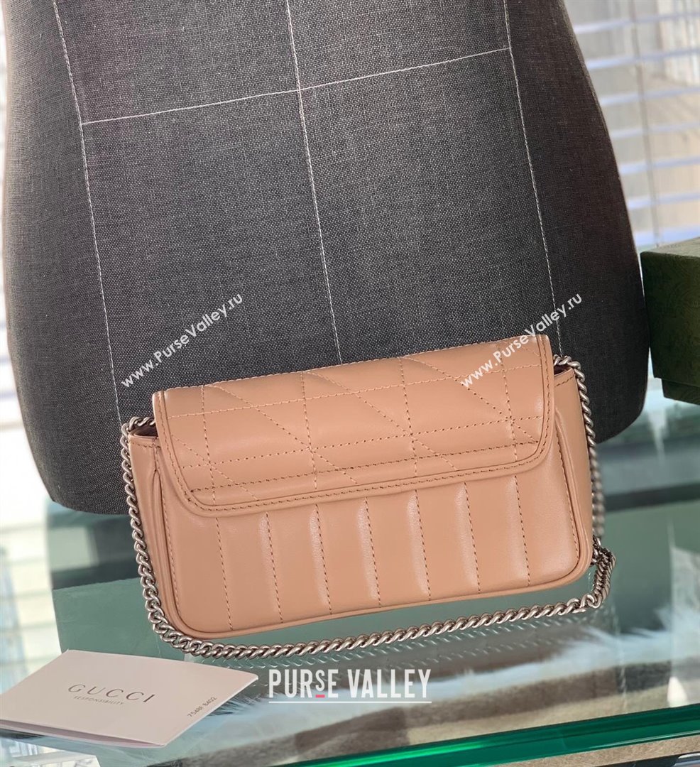 Gucci GG Marmont Geometric Leather Super Mini Bag 476433 Rose Beige 2021 (DLH-21101553)